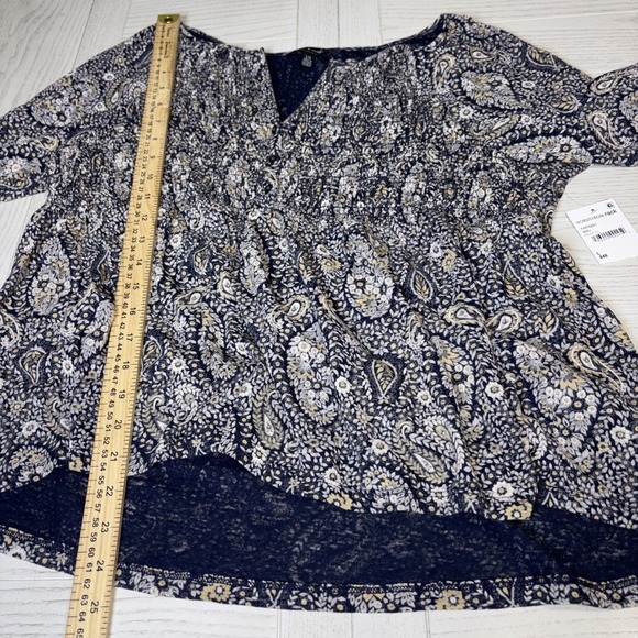 Lucky Brand Paisley Smocked long sleeve top Size Large  Boho, Multicolor Indie - Picture 8 of 10